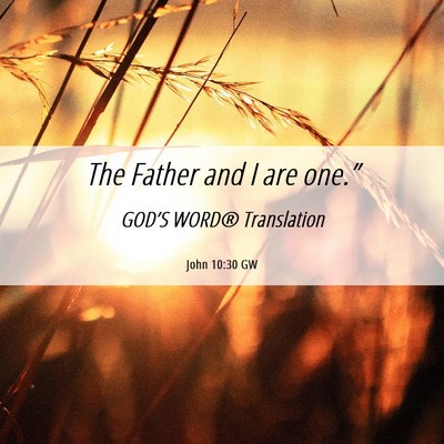 Picture 06 - John 10:30 GW - The Father and I are - Bible Verse Picture