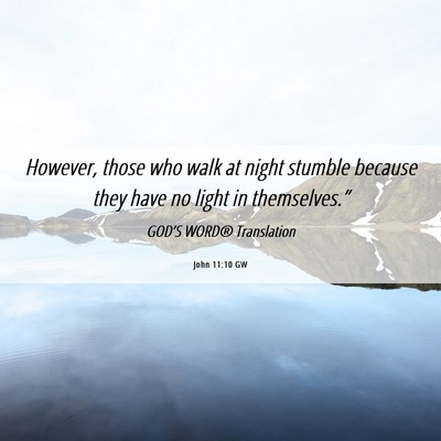 Picture 06 - John 11:10 GW - However, those who walk at night stumble because - Bible Verse Picture