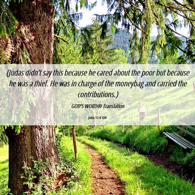 Picture 06 - John 12:6 GW - (Judas didn’t say this because he cared about - Bible Verse Picture