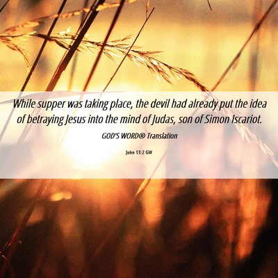 Picture 06 - John 13:2 GW - While supper was taking place, the devil had - Bible Verse Picture