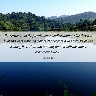 Picture 06 - John 18:18 GW - The servants and the guards were standing around - Bible Verse Picture