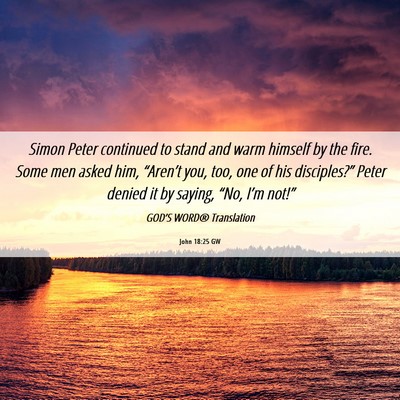 Picture 06 - John 18:25 GW - Simon Peter continued to stand and warm himself - Bible Verse Picture