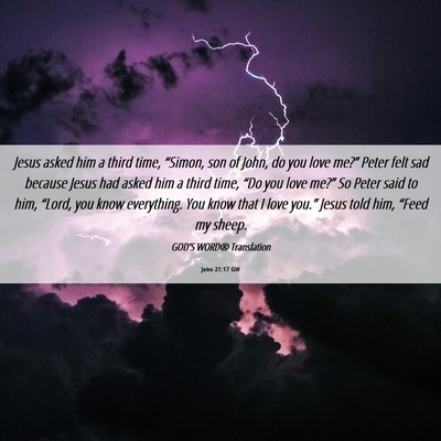 Picture 06 - John 21:17 GW - Jesus asked him a third time, “Simon, son of - Bible Verse Picture