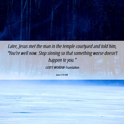 Picture 06 - John 5:14 GW - Later, Jesus met the man in the temple courtyard - Bible Verse Picture