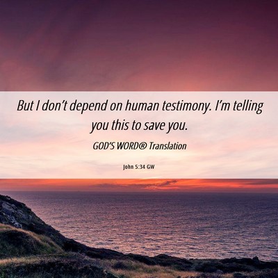 Picture 06 - John 5:34 GW - But I don’t depend on human testimony. I’m - Bible Verse Picture