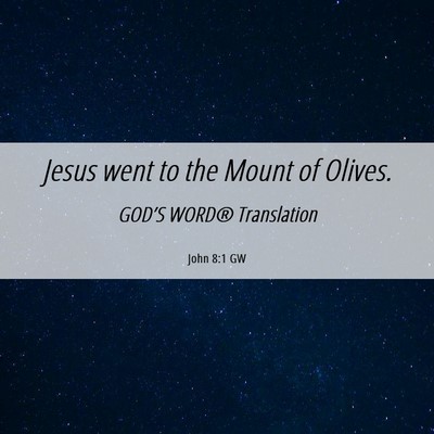 Picture 06 - John 8:1 GW - Jesus went to the Mount of - Bible Verse Picture