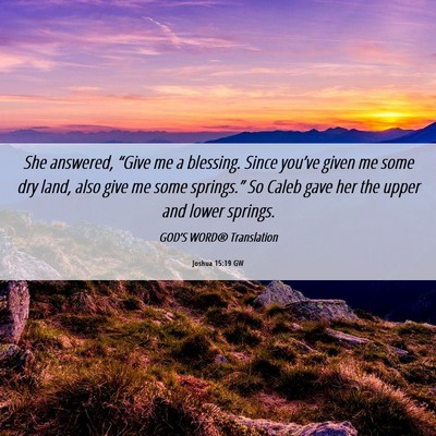 Picture 06 - Joshua 15:19 GW - She answered, “Give me a blessing. Since - Bible Verse Picture
