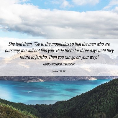Picture 06 - Joshua 2:16 GW - She told them, “Go to the mountains so that the - Bible Verse Picture