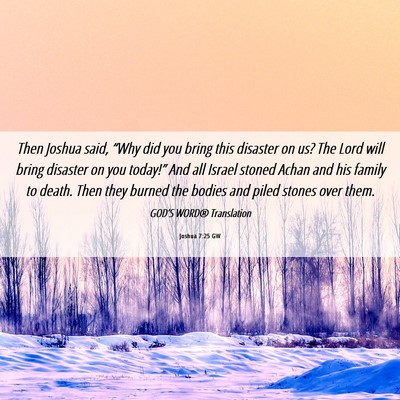 Picture 06 - Joshua 7:25 GW - Then Joshua said, “Why did you bring this - Bible Verse Picture