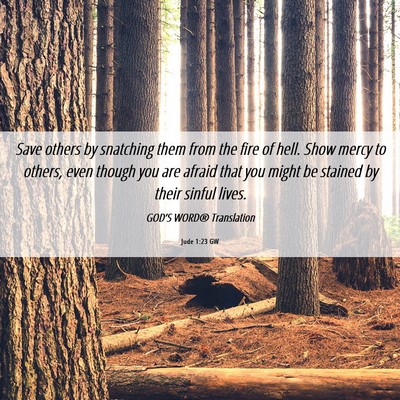 Picture 06 - Jude 1:23 GW - Save others by snatching them from the fire of - Bible Verse Picture