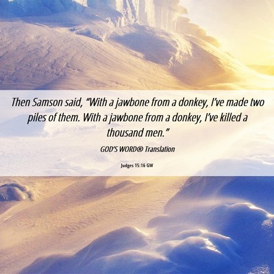 Picture 06 - Judges 15:16 GW - Then Samson said, “With a jawbone from a - Bible Verse Picture