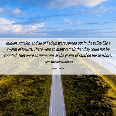 Picture 06 - Judges 7:12 GW - Midian, Amalek, and all of Kedem were spread out - Bible Verse Picture