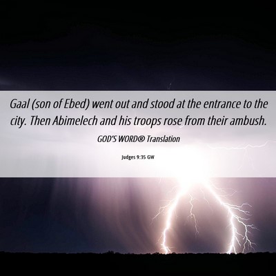 Picture 06 - Judges 9:35 GW - Gaal (son of Ebed) went out and stood at the - Bible Verse Picture