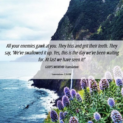 Picture 06 - Lamentations 2:16 GW - All your enemies gawk at you. They hiss and grit - Bible Verse Picture