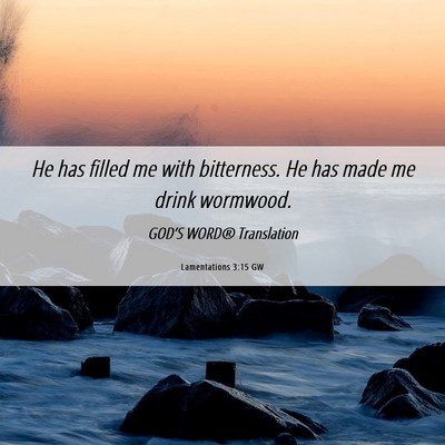 Picture 06 - Lamentations 3:15 GW - He has filled me with bitterness. He has made me - Bible Verse Picture