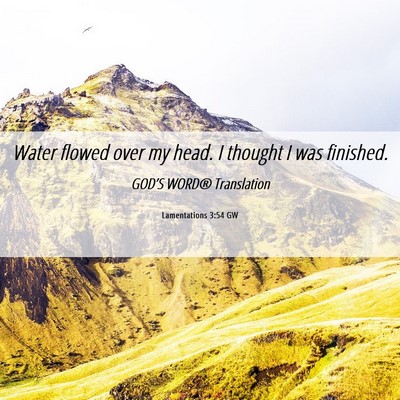 Picture 06 - Lamentations 3:54 GW - Water flowed over my head. I thought I was - Bible Verse Picture