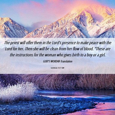 Picture 06 - Leviticus 12:7 GW - The priest will offer them in the Lord’s - Bible Verse Picture
