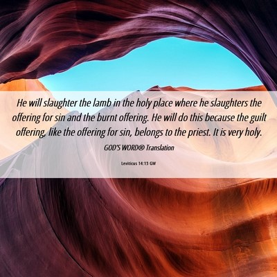 Picture 06 - Leviticus 14:13 GW - He will slaughter the lamb in the holy place - Bible Verse Picture