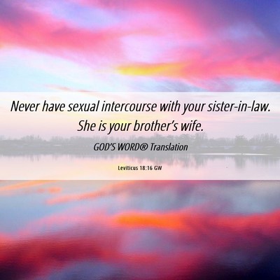 Picture 06 - Leviticus 18:16 GW - Never have sexual intercourse with your - Bible Verse Picture