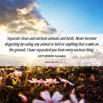 Picture 06 - Leviticus 20:25 GW - Separate clean and unclean animals and birds. - Bible Verse Picture