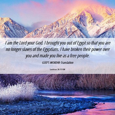 Picture 06 - Leviticus 26:13 GW - I am the Lord your God. I brought you out of - Bible Verse Picture