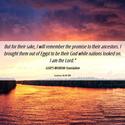 Picture 06 - Leviticus 26:45 GW - But for their sake, I will remember the promise - Bible Verse Picture