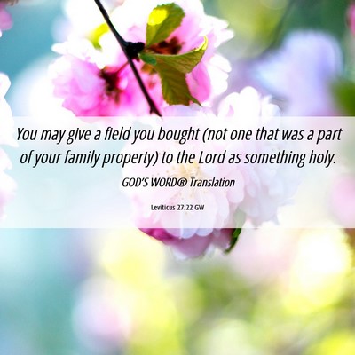 Picture 06 - Leviticus 27:22 GW - You may give a field you bought (not one that was - Bible Verse Picture