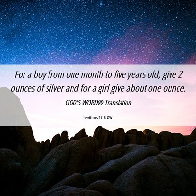 Picture 06 - Leviticus 27:6 GW - For a boy from one month to five years old, give - Bible Verse Picture