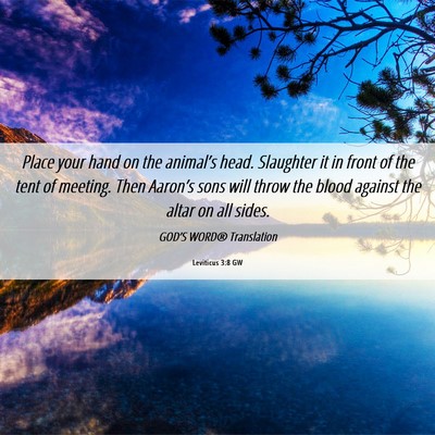 Picture 06 - Leviticus 3:8 GW - Place your hand on the animal’s head. Slaughter - Bible Verse Picture