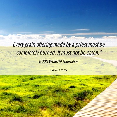 Picture 06 - Leviticus 6:23 GW - Every grain offering made by a priest must be - Bible Verse Picture