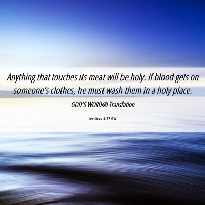 Picture 06 - Leviticus 6:27 GW - Anything that touches its meat will be holy. If - Bible Verse Picture