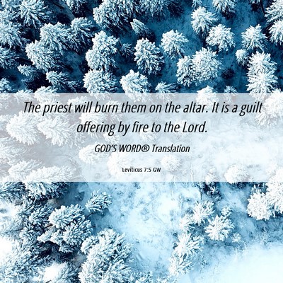 Picture 06 - Leviticus 7:5 GW - The priest will burn them on the altar. It is a - Bible Verse Picture