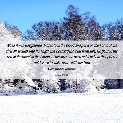 Picture 06 - Leviticus 8:15 GW - When it was slaughtered, Moses took the blood and - Bible Verse Picture