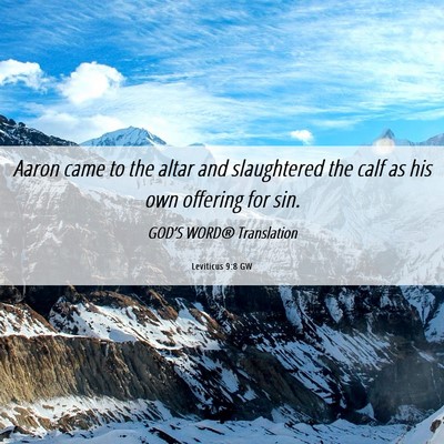 Picture 06 - Leviticus 9:8 GW - Aaron came to the altar and slaughtered the calf - Bible Verse Picture