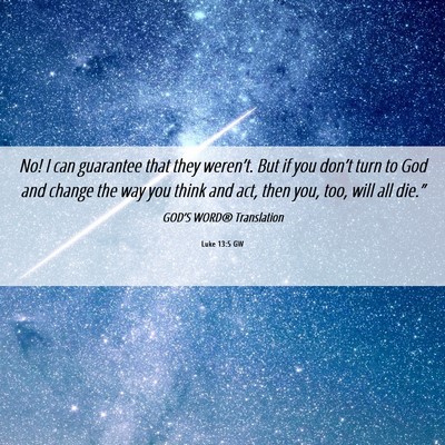 Picture 06 - Luke 13:5 GW - No! I can guarantee that they weren’t. But if - Bible Verse Picture
