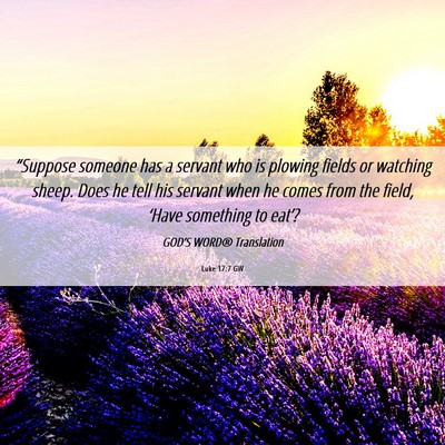 Picture 06 - Luke 17:7 GW - “Suppose someone has a servant who is plowing - Bible Verse Picture
