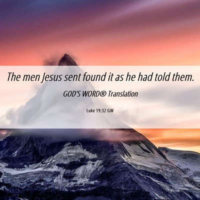 Picture 06 - Luke 19:32 GW - The men Jesus sent found it as he had told - Bible Verse Picture