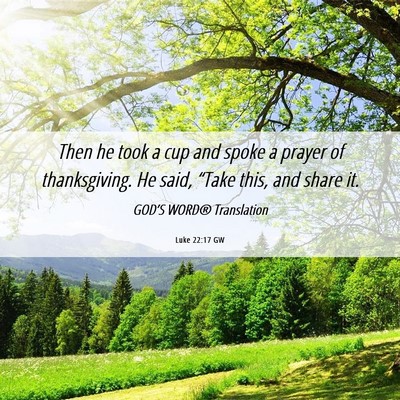 Picture 06 - Luke 22:17 GW - Then he took a cup and spoke a prayer of - Bible Verse Picture