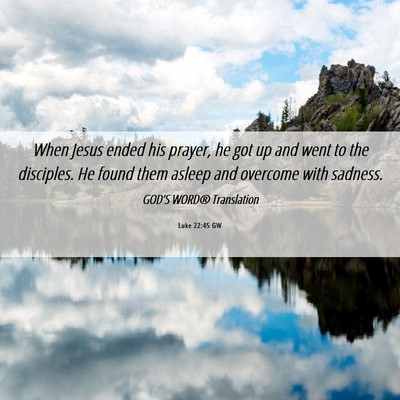 Picture 06 - Luke 22:45 GW - When Jesus ended his prayer, he got up and went - Bible Verse Picture