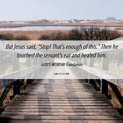 Picture 06 - Luke 22:51 GW - But Jesus said, “Stop! That’s enough of - Bible Verse Picture