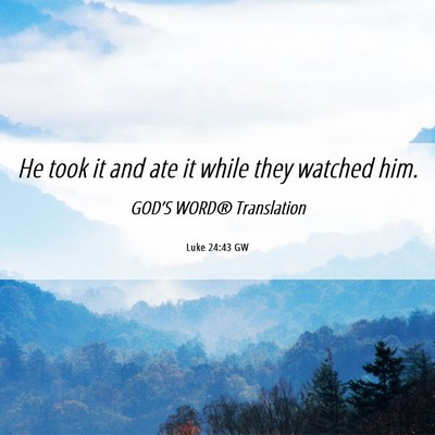 Picture 06 - Luke 24:43 GW - He took it and ate it while they watched - Bible Verse Picture