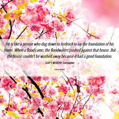 Picture 06 - Luke 6:48 GW - He is like a person who dug down to bedrock to - Bible Verse Picture