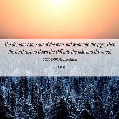 Picture 06 - Luke 8:33 GW - The demons came out of the man and went into the - Bible Verse Picture