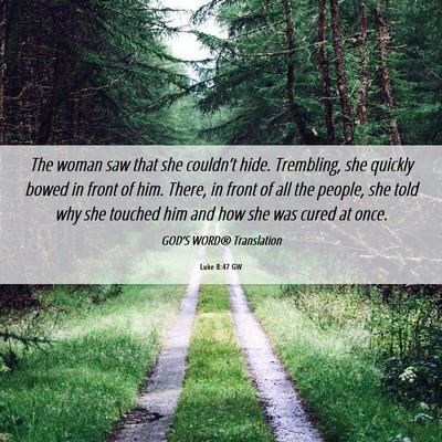 Picture 06 - Luke 8:47 GW - The woman saw that she couldn’t hide. - Bible Verse Picture