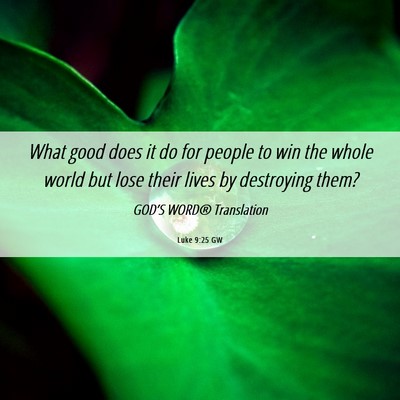 Picture 06 - Luke 9:25 GW - What good does it do for people to win the whole - Bible Verse Picture