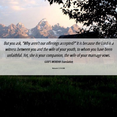 Picture 06 - Malachi 2:14 GW - But you ask, “Why aren’t our offerings - Bible Verse Picture