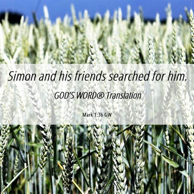 Picture 06 - Mark 1:36 GW - Simon and his friends searched for - Bible Verse Picture