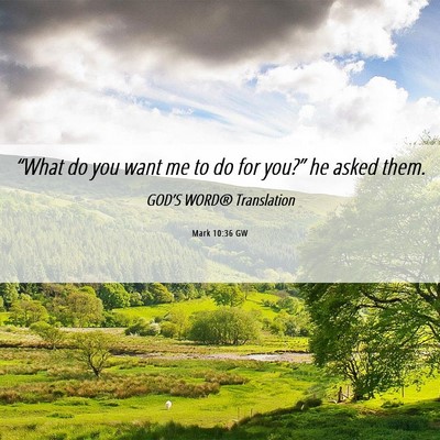 Picture 06 - Mark 10:36 GW - “What do you want me to do for you?” he asked - Bible Verse Picture
