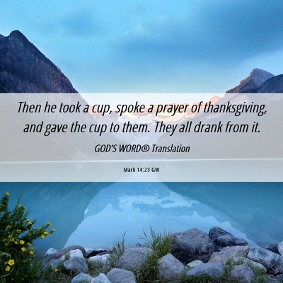 Picture 06 - Mark 14:23 GW - Then he took a cup, spoke a prayer of - Bible Verse Picture