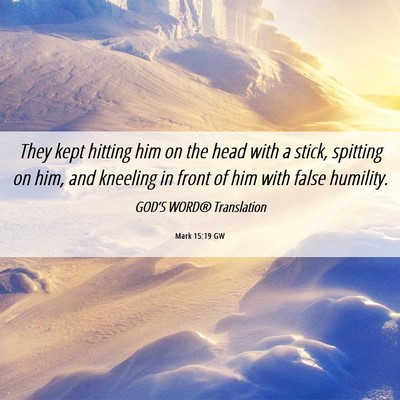 Picture 06 - Mark 15:19 GW - They kept hitting him on the head with a stick, - Bible Verse Picture